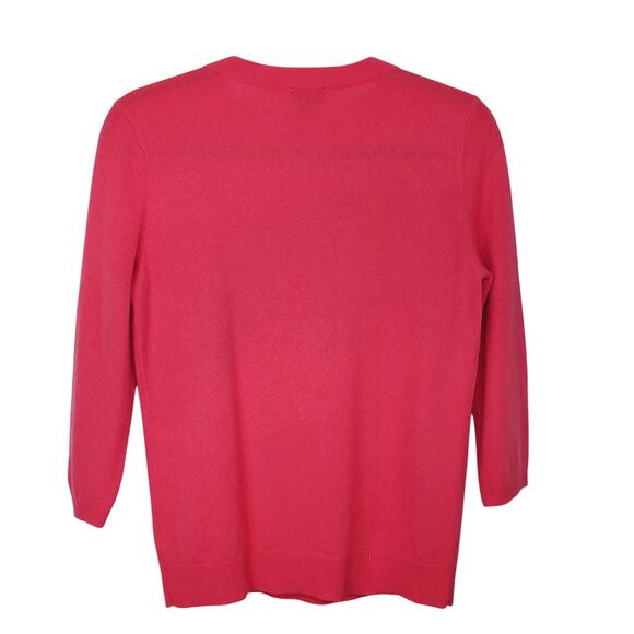 Talbots Pure Cashmere 3/4 Sleeve Solid Pink Sweater Minimalist Size Medium EUC - Picture 5 of 6